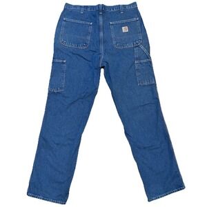 Vintage Carhartt Carpenter Blue Denim Jeans Work Pants Men 34x32 Dungaree Fit
